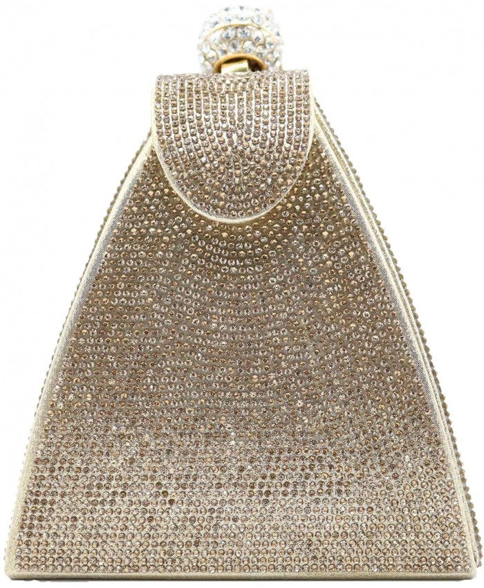 allx Full Rhinestone Fashion Evening Bag Triangle Women Simple gold Handbags