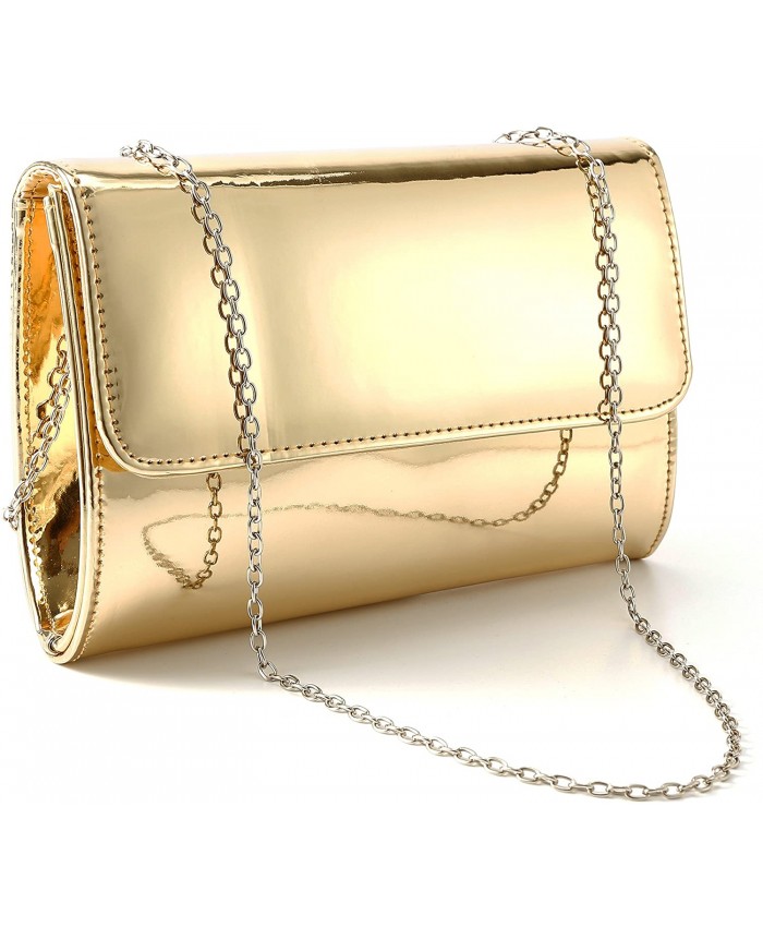 Anladia Women's Metallic Gold Clutch Evening Bag Prom Shoulder Bags Mirror Leather PU Purse Handbag Handbags