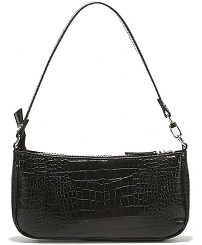 Barabum Retro Classic Crocodile Pattern Clutch Shoulder Bag with Zipper Closure for WomenBlack Handbags