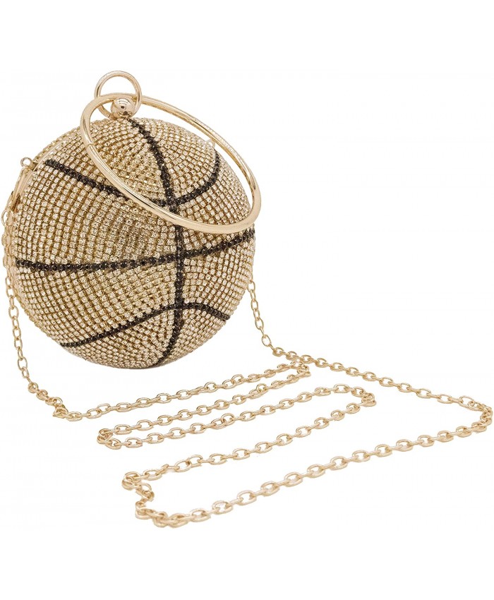 Basketball Shape Rhinestones Clutch Bag Bling Glitter Evening Purse Round Sport Style Handbags