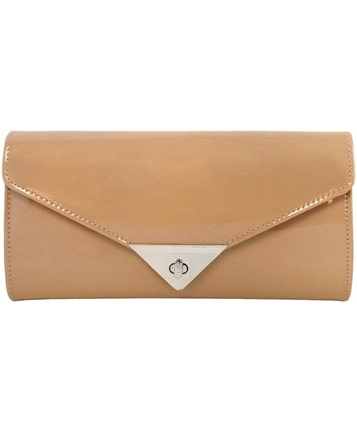 JNB Women's Patent Leather Candy Clutch Taupe