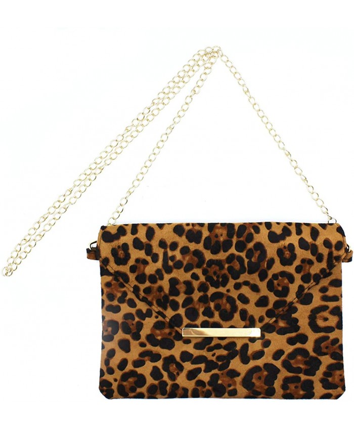 JUMISEE Women Leopard Envelope Clutch Bag Crossbody Purse Fashion Shoulder Handbag Evening Bag with Chain Handbags
