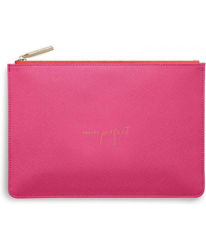 Katie Loxton Pretty Perfect Women's Medium Vegan Leather Clutch Perfect Pouch Hot Pink Handbags