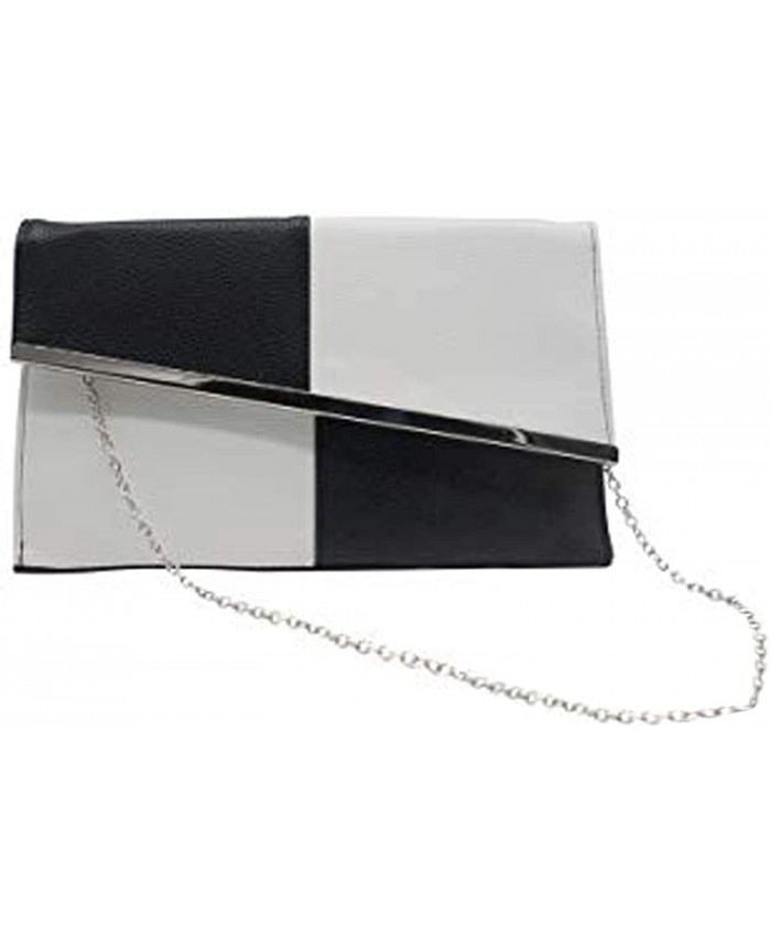 KEENICI Womens PU Leather Envelope Clutch Bag for Women Evening Handbags Shoulder Bags Black and White Handbags