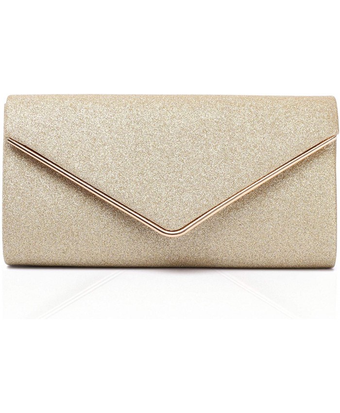 Labair Shining Envelope Clutch Purses for Women Evening Clutches For Wedding and Party Gold Small. Handbags