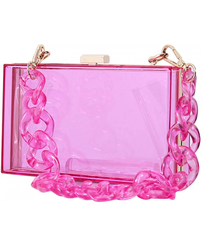 LUI SUI Clear Acrylic Purse Square Box Evening Clutch Bag Crossbody Shoulder Handbag for Women Purple Handbags