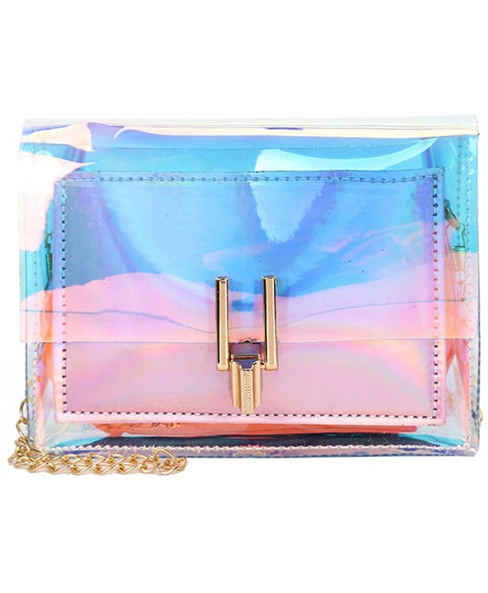 Mini Hologram Iridescent Purse Chain Shoulder Bag Evening Clutch for Women and Girls Pink Handbags