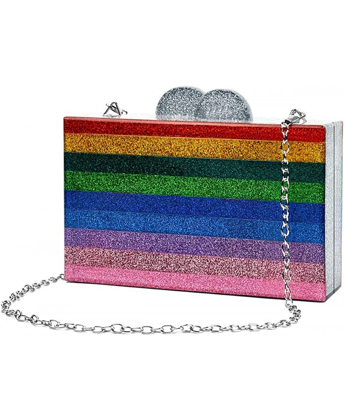 Rainbow Evening Handbag Acrylic Wedding Party Clutch Purse Crossbody Wallet Bag for Women Handbags