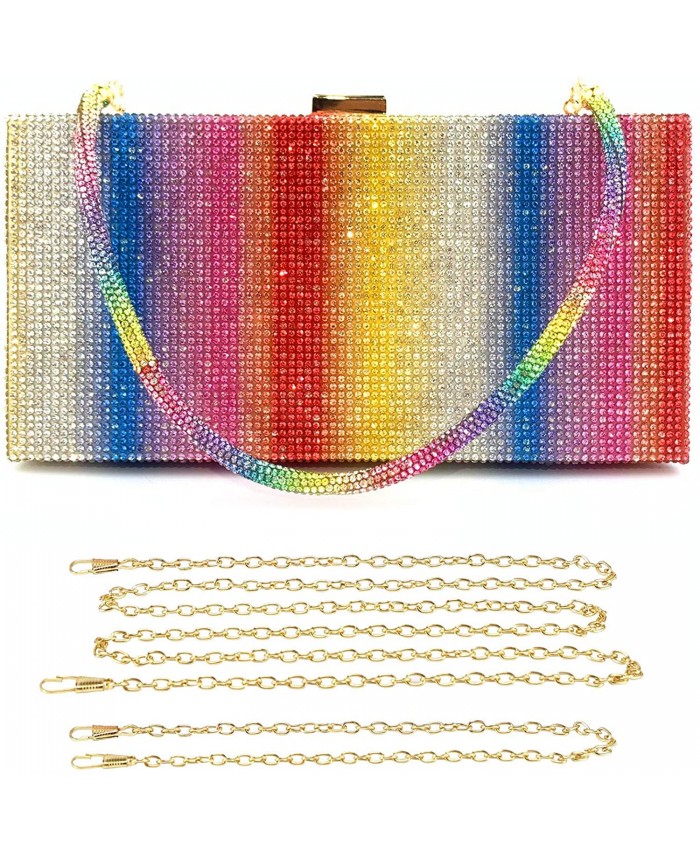 Rainbow Rhinestone Clutch Bag Design Evening Purse for Women Wedding Cocktail Party Handbags Handbags