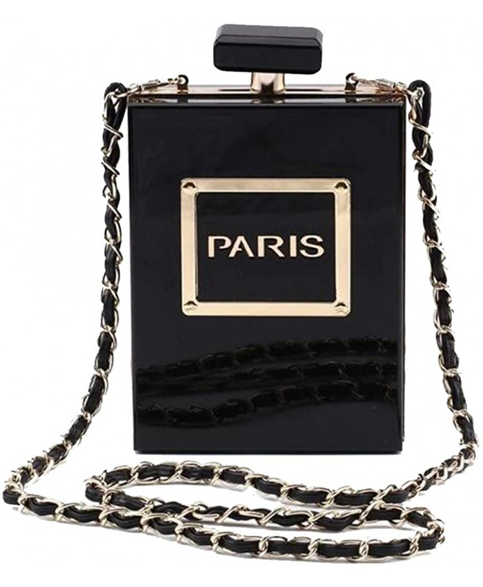 Women Acrylic Black Paris Perfume Shape Evening Bags Purses Clutch Vintage Banquet Handbag Handbags