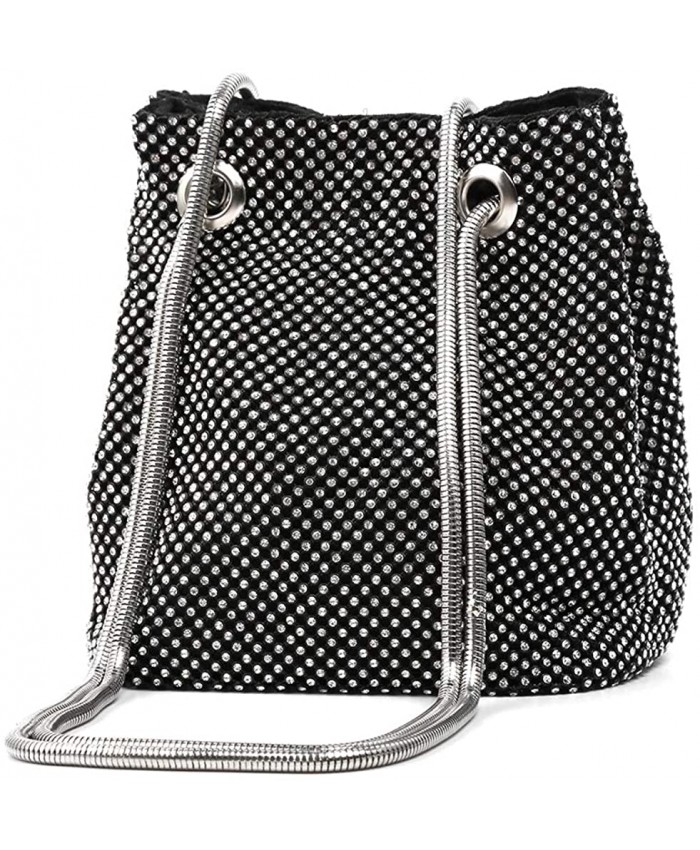 Women's Evening Handbags Purse Clutch Bucket Crossbody Bags Glitter Luxury Rhinestone Shoulder Bag Black Handbags