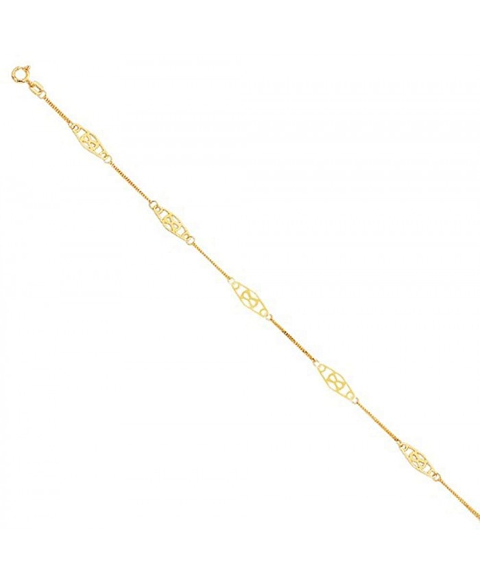 14K Solid Yellow Gold Infinity Anklet Bracelet Spring Ring - 10 Inches 1.4gr. Ankle Bracelets For Women