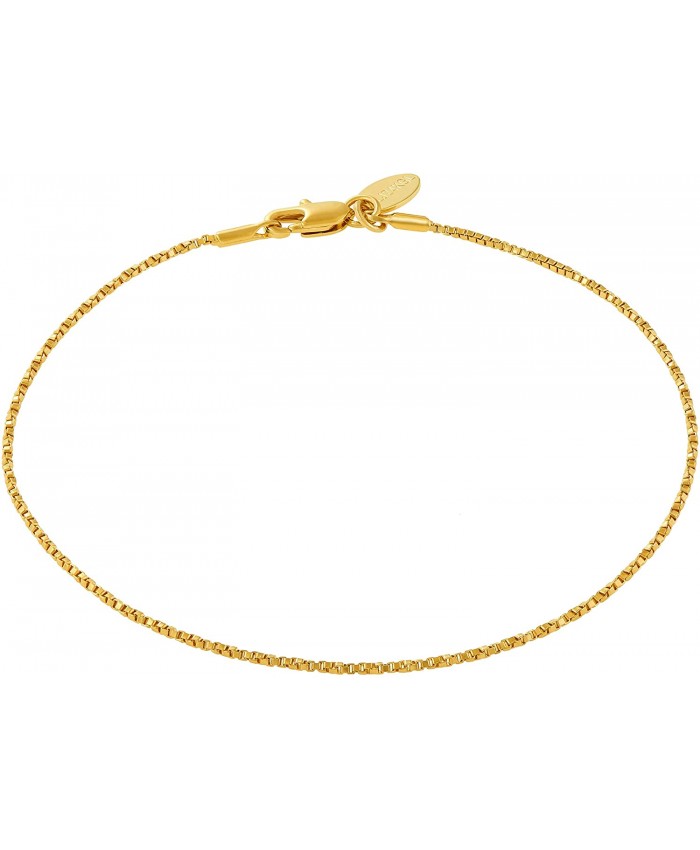 LIFETIME JEWELRY Twisted Box Chain Anklet for Women and Men 24k Real Gold Plated Gold 10