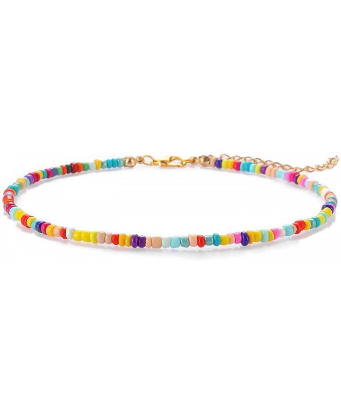 Starain Small Bead Anklets for Women Girls Beach Foot Ankle Bracelet Cute Colorful VSCO Friendship Beaded Anklets 8 inches