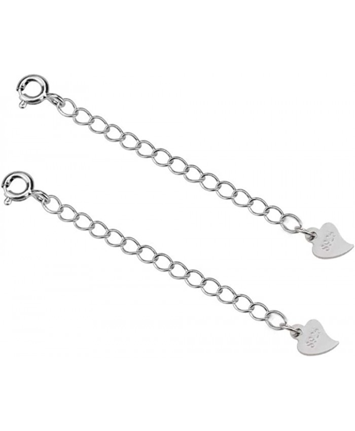 Sterling Silver Necklace Extender Chain 2 Removable and Adjustable 2PCS - Extra Links to Extend Your Necklace Bracelet Anklet