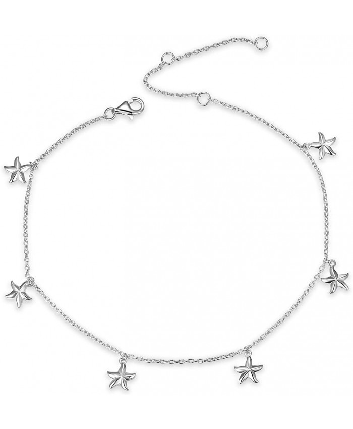 YFN Boho Beach Starfish Anklet Charm Bracelet Sterling Silver Anklet Chain Bracelet Beach Foot Jewelry for Women Little Girls Starfish Ankle Bracelet