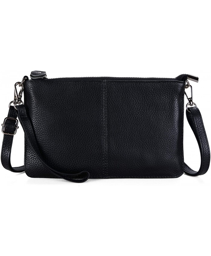 Befen Women's Genuine Smartphone Leather Wristlet Crossbody Wallet Purses and Handbags Mini Crossbody Bag Clutch Wallet with Crossbody Strap - Black Handbags
