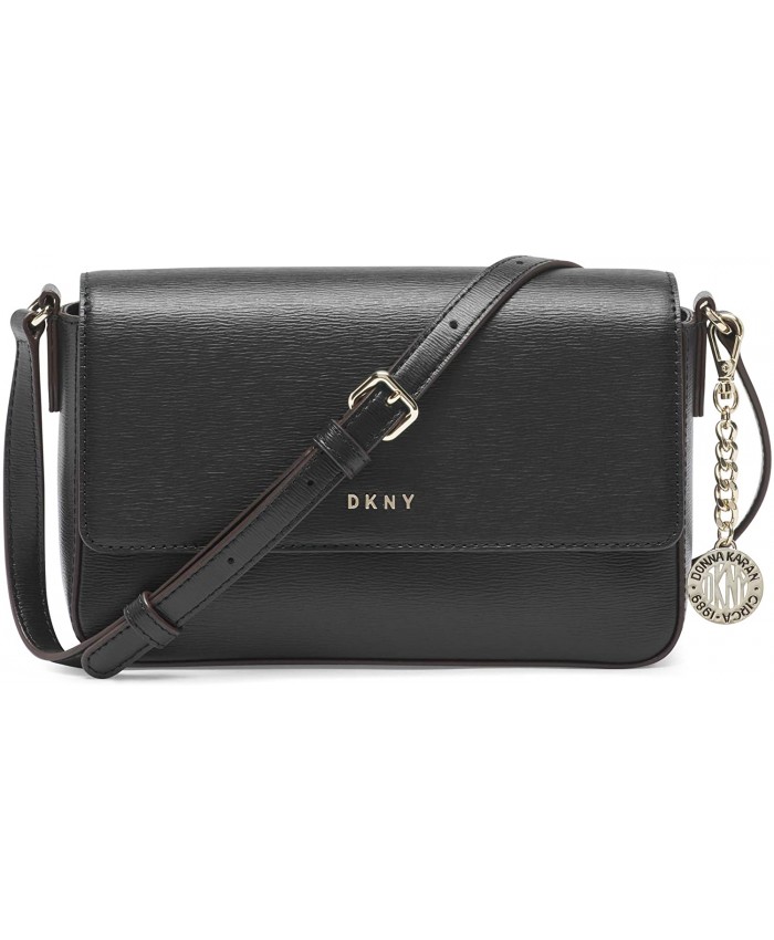 DKNY Bryant MD Flap Crossbody BLACK GOLD Handbags