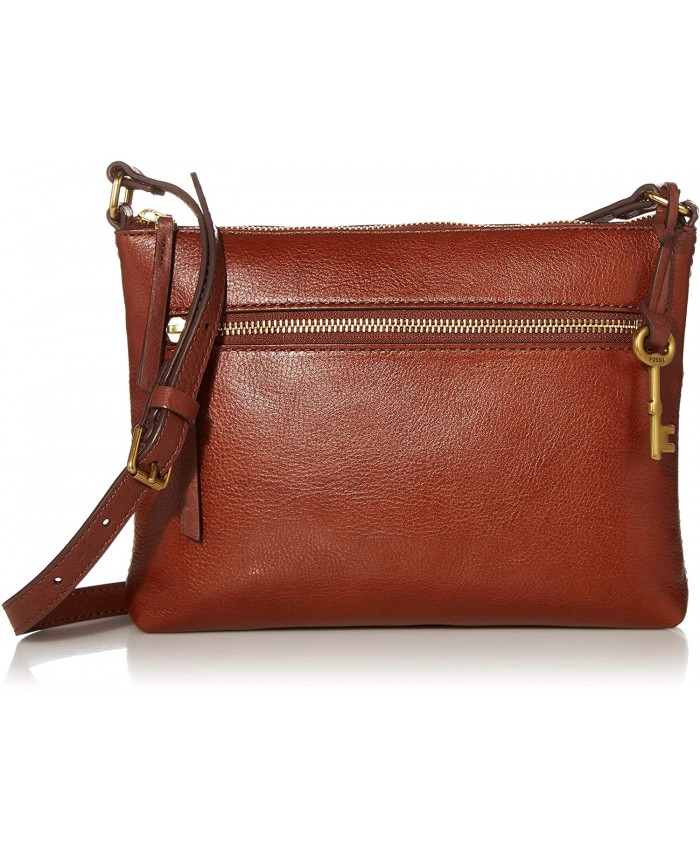 Fossil Women's Fiona Leather Small Crossbody Handbag Brown Handbags