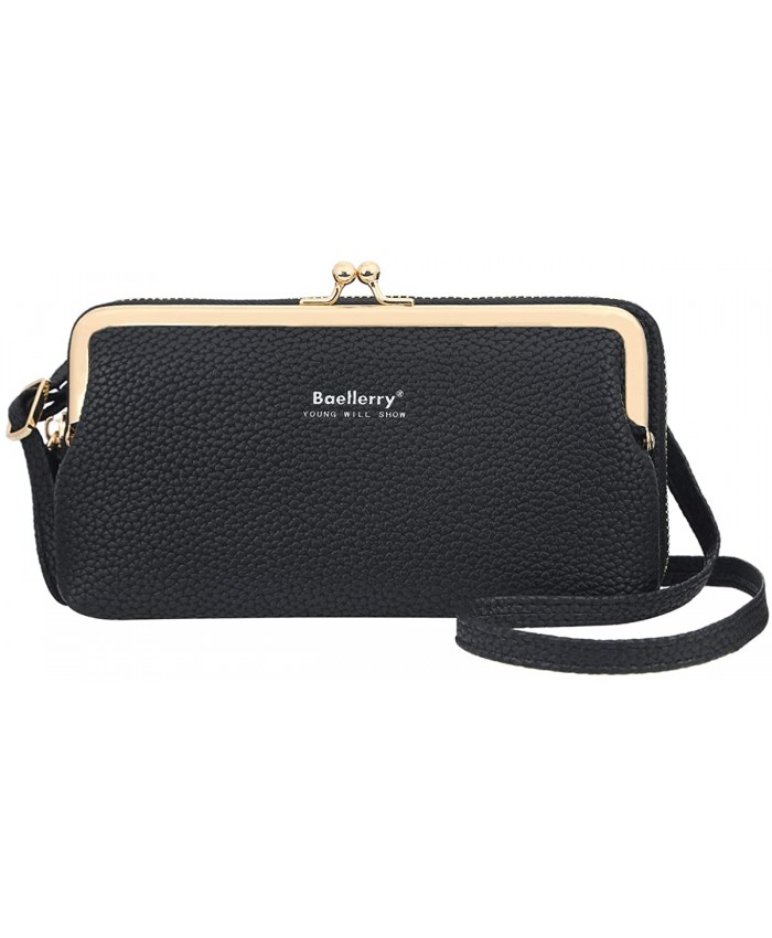 imeetu Women PU Leather Crossbody Cell Phone Wallet Purse Shoulder Bag HandbagBlack Handbags
