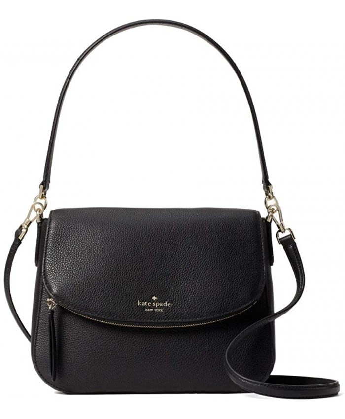 Kate Spade Jackson Medium Flap Leather Convertible Shoulder Crossbody Bag Purse Handbag Black Handbags