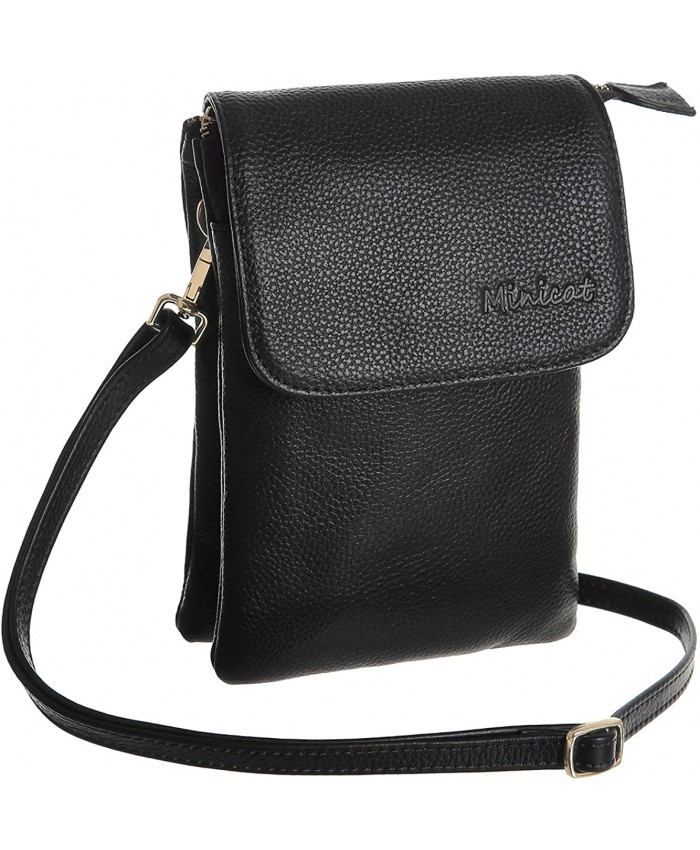MINICAT Leather Small Crossbody Bags RFID Blocking Cell Phone Purse Wallet for WomenYah Leather-Black Handbags