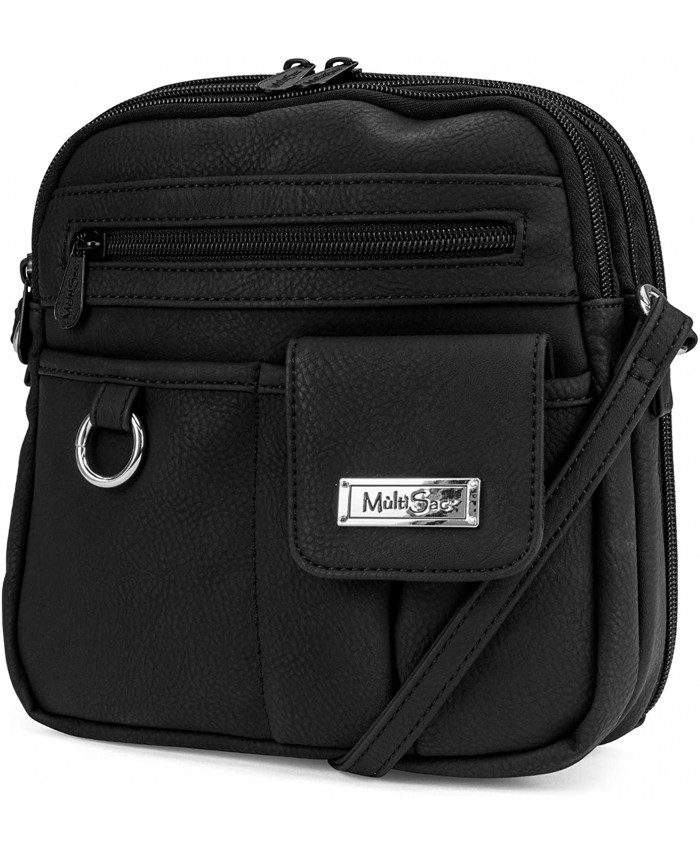 MultiSac womens North South Mini Zip Around Crossbody Bag Cross Body Black One Size US Handbags