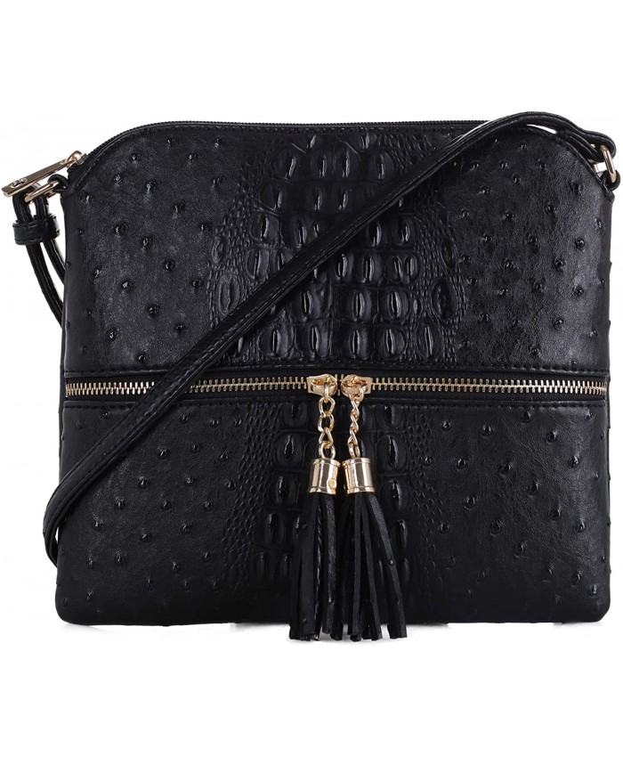 SG SUGU Animal Pattern Lightweight Medium Crossbody Bag with Tassel for Women | Black Handbags