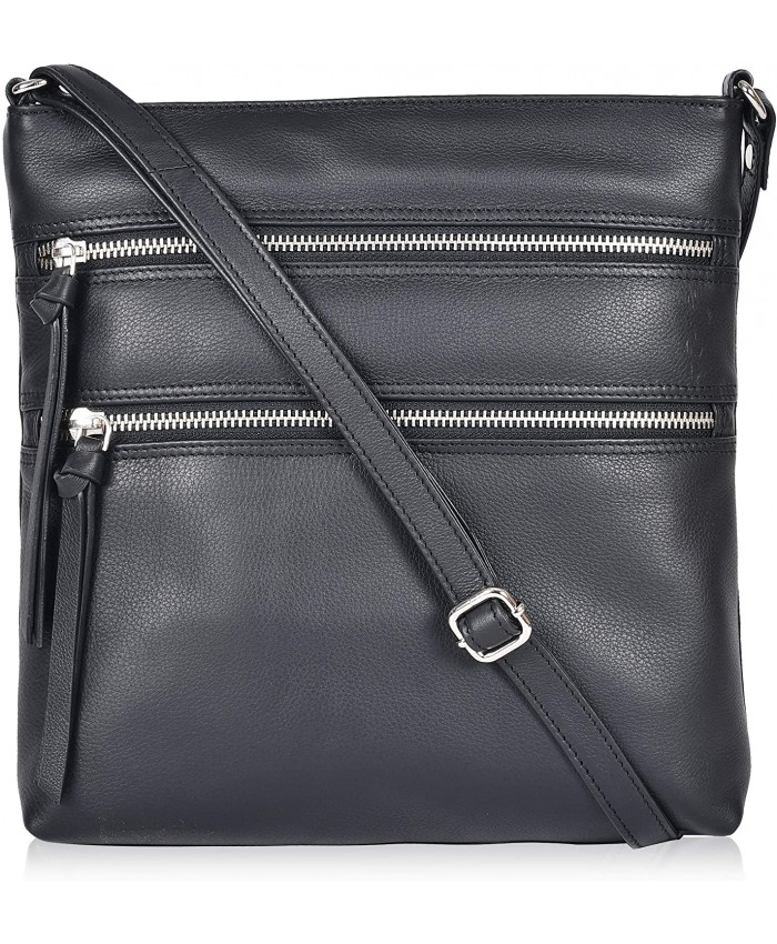 Smooth Black Leather Crossbody Purses and Handbags for Women - Crossover Bags