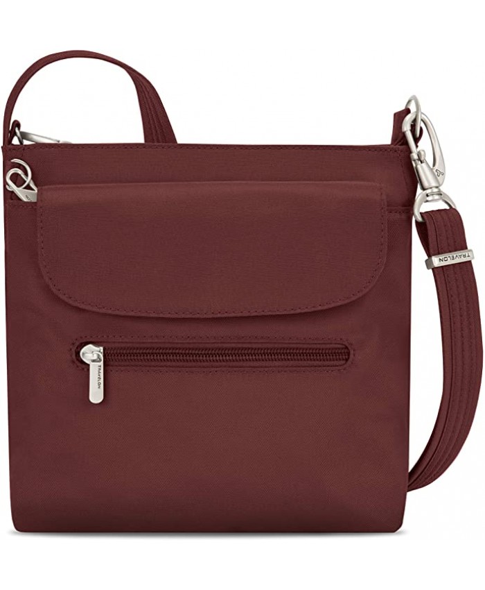 | Travelon Women's Anti-Theft Classic Mini Shoulder Bag Sling Tote Wine One Size | Messenger Bags