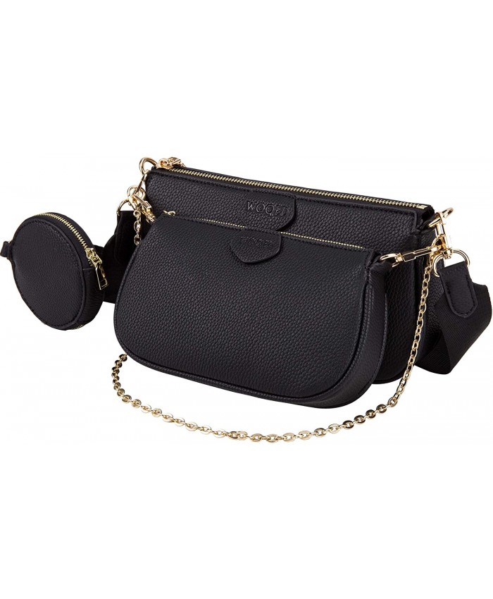 Woqed Women handbags Crossbody Bag Crossbody Shoulder Bag with Chain Strap Leather Fashion handbags Black Handbags