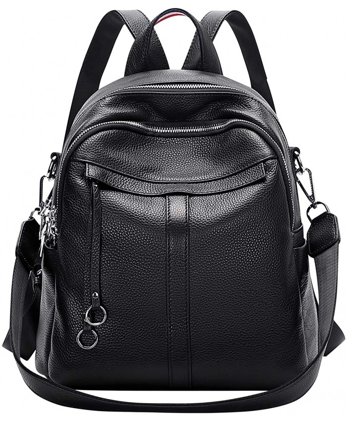 ALTOSY Genuine Leather Backpack Purse for Women Fashion Convertible Backpack Purse Ladies Shoulder Bag S102 Black