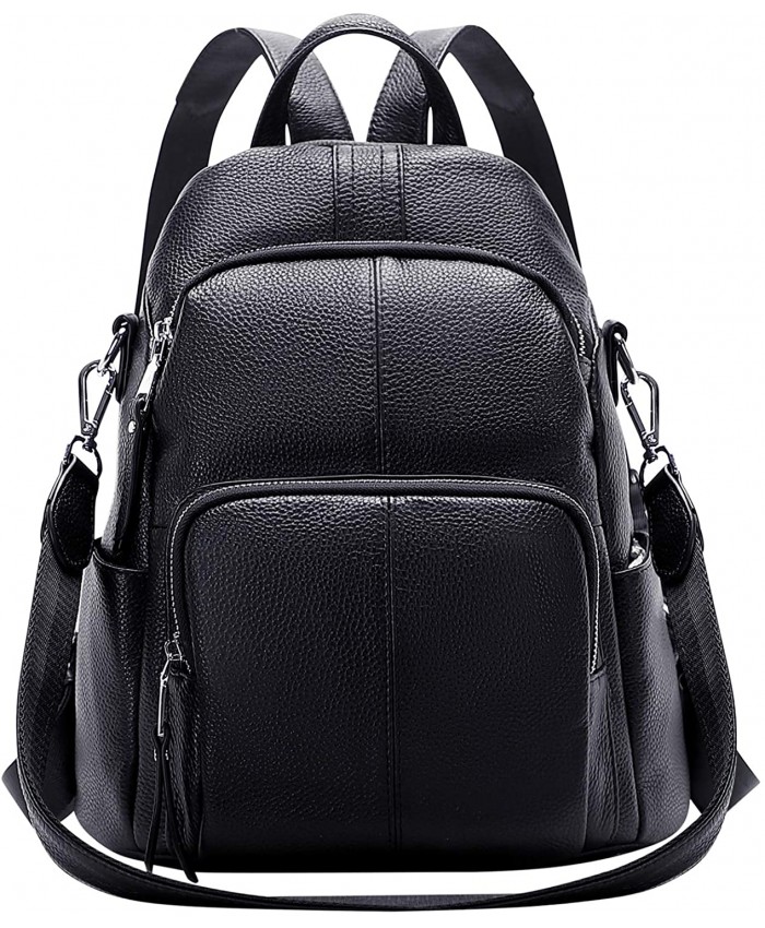 ALTOSY Soft Leather Backpack Purse For Women Anti-theft Backpacks Versatile Shoulder Bag Medium S81 Black