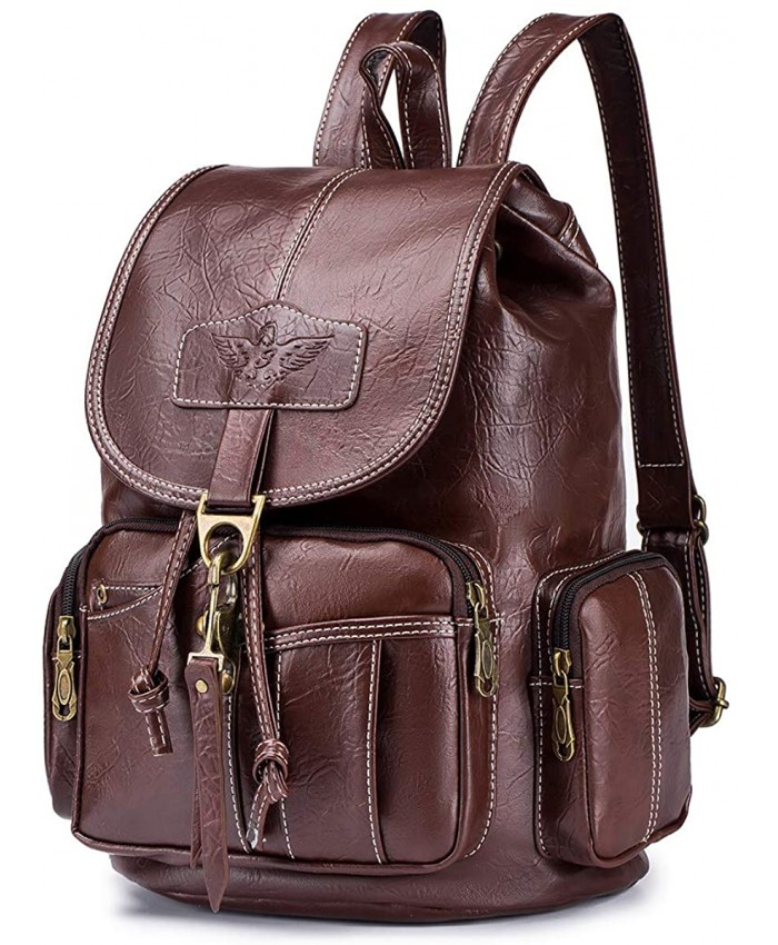 BAGZY Vintage Women PU Leather Backpack School Bag Girls Gift Travel Daypack