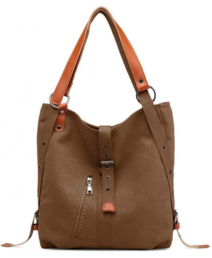 Canvas Purse Handbag Bags women Shoulder Tote Hobo Casual Top Handle Bag School Bag Convertible Backpack Brown
