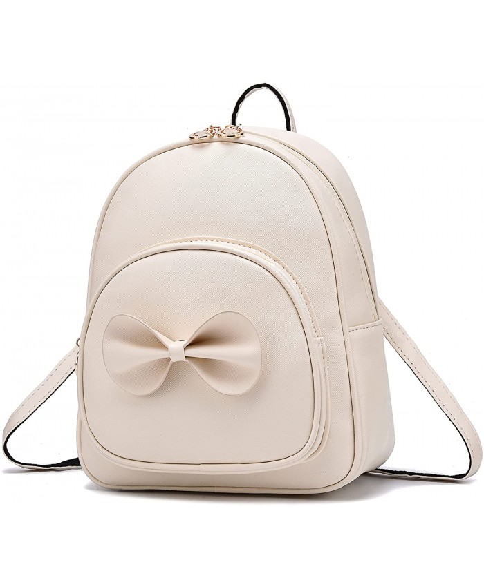 Girls Bowknot Cute Mini Backpack for Teens Shoulder Bag Fashion Backpack Purse for Women White