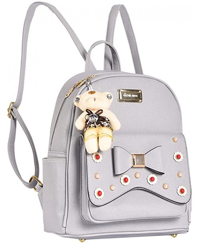| Girls Cute Leather Mini Backpack Fashion Casual Daypacks Purse for Women… Grey | Kids' Backpacks