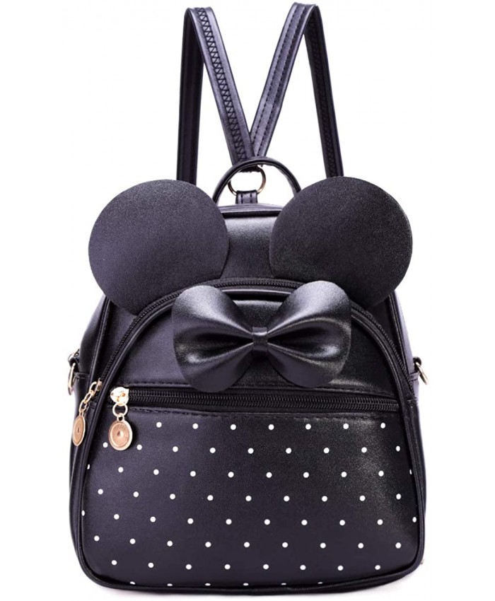 Girls Mini Backpack Bowknot Polka Dot Cute Small Daypacks Convertible Shoulder Bag Purse for Women