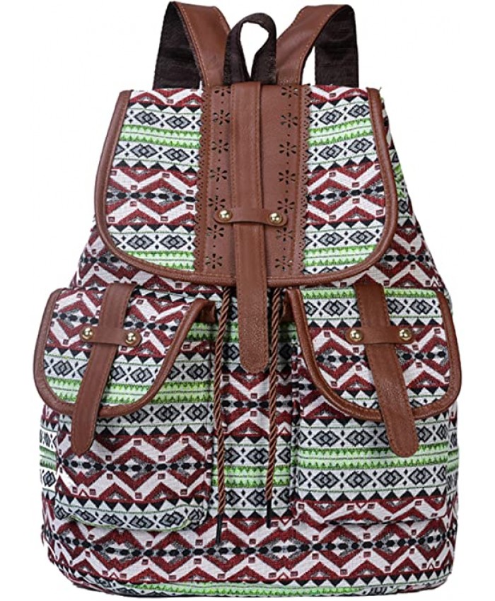 Harlang Fashion Bohemian Travel Backpack Purse With Unique Woven Retro Ethnic Daypack for Women and Teen Girls Indian Style