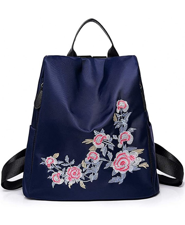 Leviro Fashion Backpacks Purse Women's Anti Theft Waterproof Nylon Rucksack School Backpack Blue-2