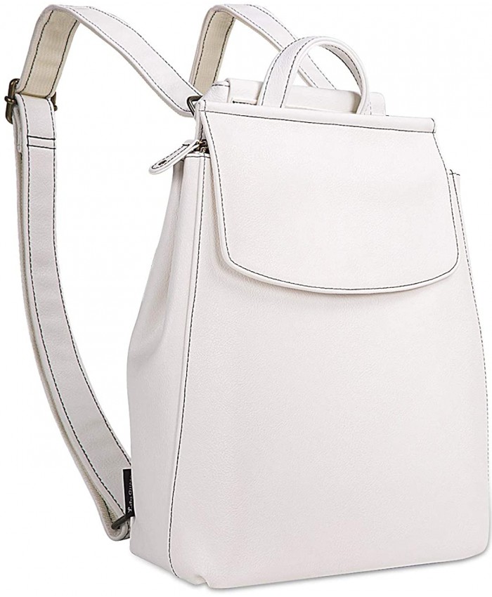 Lily Queen Small Leather Backpack for Women Soft Backpack Purse Lightweight Convertible Bag White