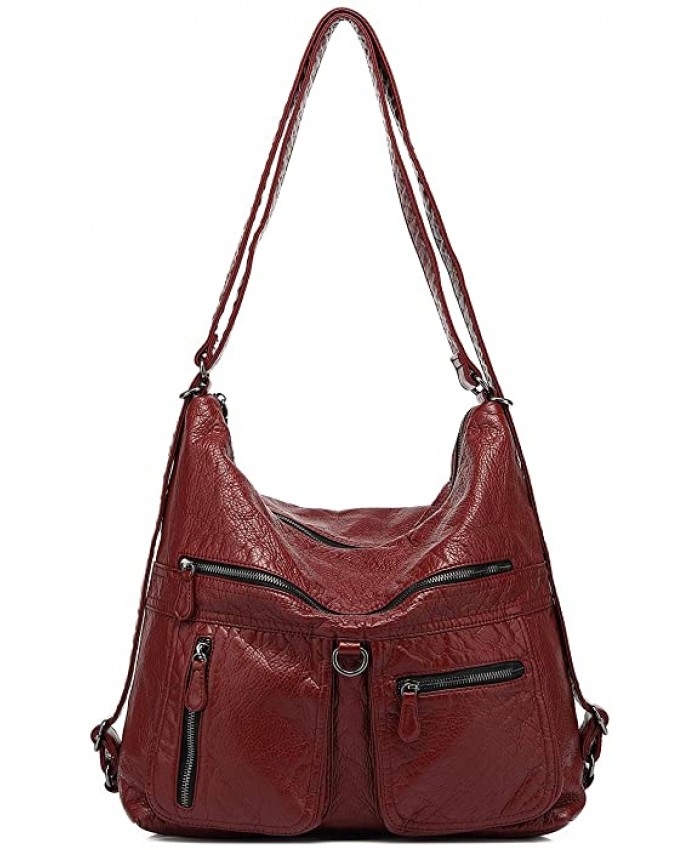 LL LOPPOP Soft Leather Hobo Bags for Women Multi Pocket Handbag Large Slouchy Bag 202107