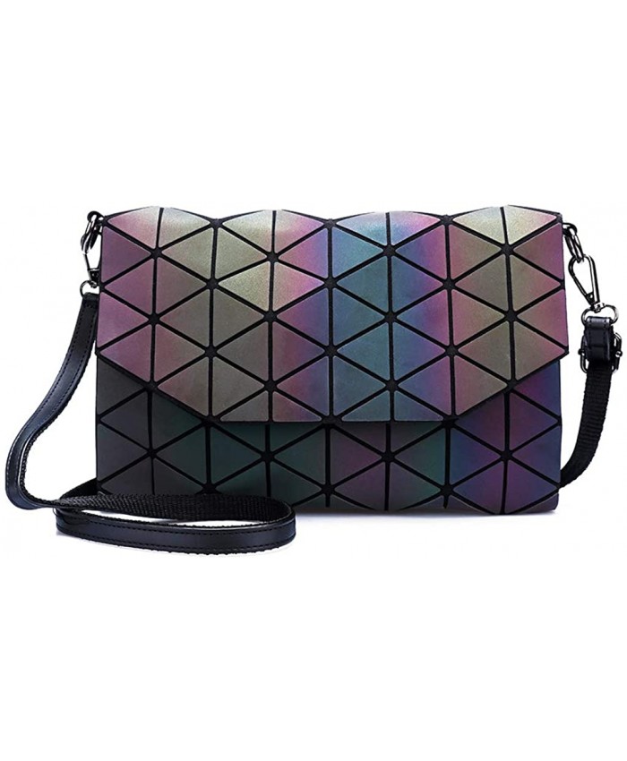 Luminous Geometric Holographic Reflective Purse PU Leather Handbag Fashion Backpacks for Women Luminous Handbags