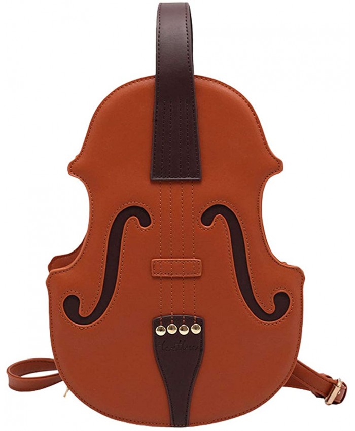 MILATA Violin Shape Crossbody Bag Purse Women Pu Leather Chic Shoulder Bag Backpack for Girls brown