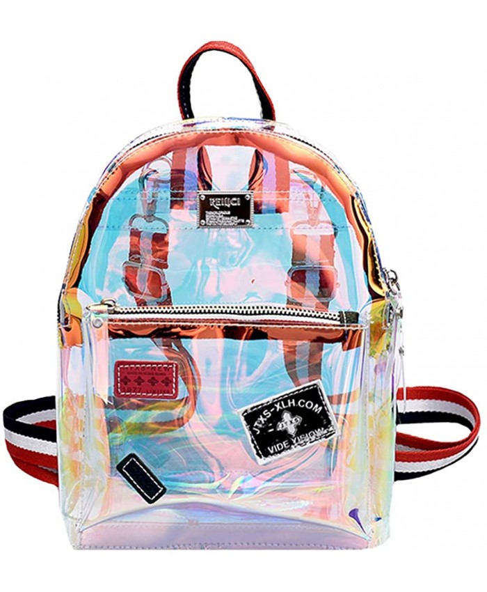 Monique Women Mini Glitter Holographic Clear Jelly Backpack Small Daypack Convertible Shoulder Bag Cross-body Bag Handbag