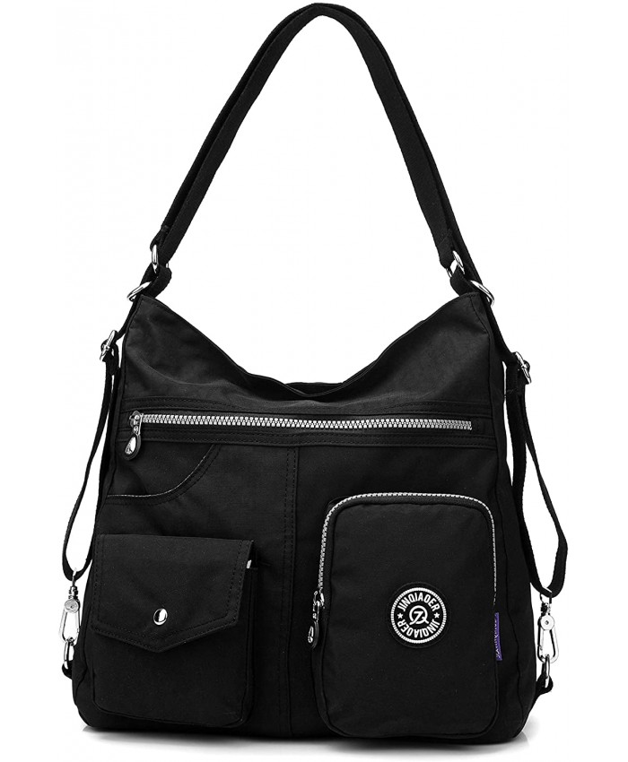 Multipurpose Hobo Purse for Women with Antitheft RFID Waterproof Nylon Crossbody Bag Shoulder Handbag Convertible Backpack
