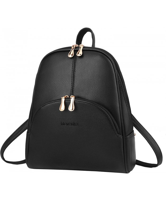 Nevenka Brand Women Bags Backpack PU Leather Satchel Purse Casual Backpacks Shoulder Bags BLACK