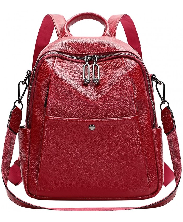 OVER EARTH Soft Leather Backpack Purse for Women Convertible Backpack Purse Shoulder Bag for Ladies SmallO601E Wine Red