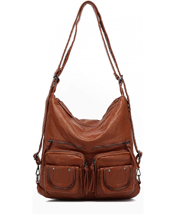 Soft Leather Purse Large Tote Bag for Women Multiple Pocket Hobo Shoulder backpack Bag 04