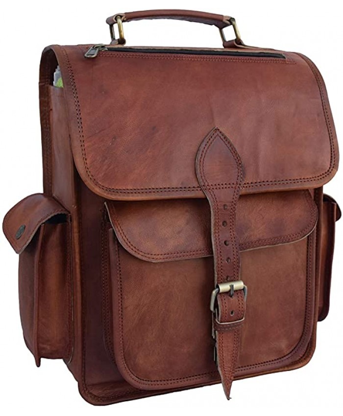 Vintage Leather Backpack Shoulder Bag Fits A4 Docs 12.9 Inch iPad Pro Rucksack College School Books Handbag Unisex